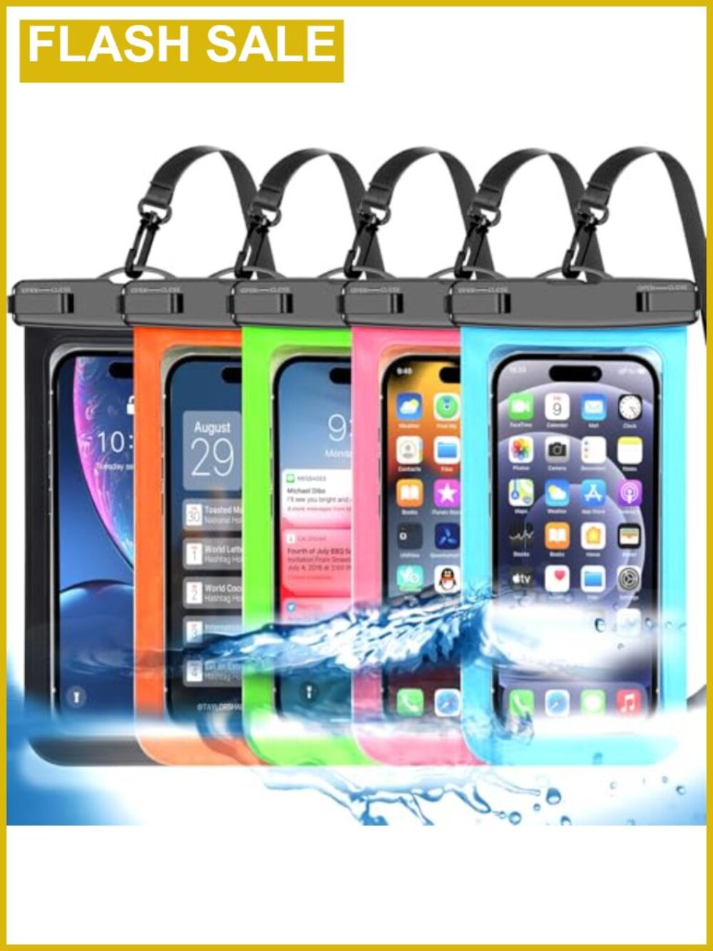 5 Pack Waterproof Phone Pouch IP68 Dry Bag with Lanyard Fits Phones up to 8.3"